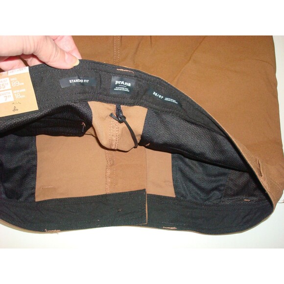 New Mens Prana Shorts 35 x 7 Short NWT Performance Casual Alameda Brown UPF 50 - Picture 4 of 4